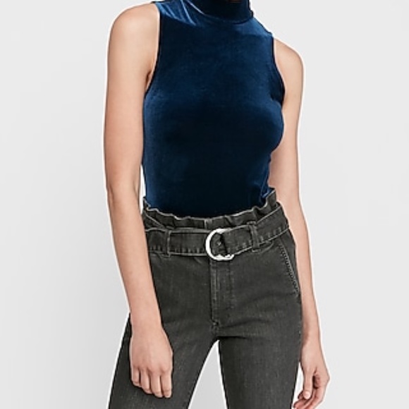 Express Tops - Express fitted Mock neck velvet tank